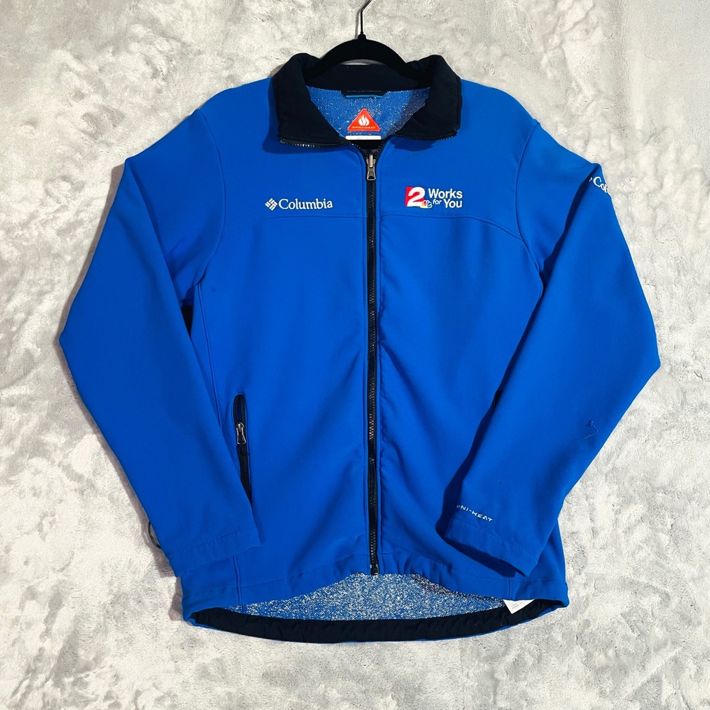 Columbia Softshell Jacket Unisex S Blue Excellent Omni-Heat NBC Logo Full Zip